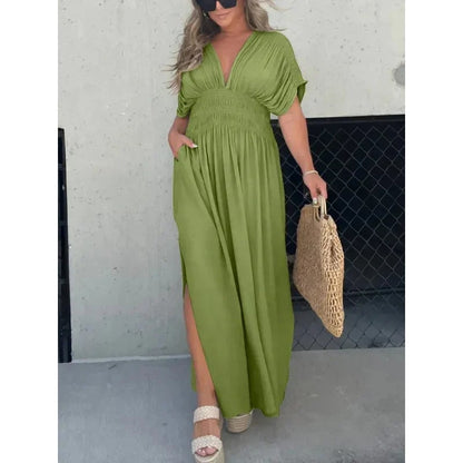 Sleek V-Neck Dress | Casual, Lightweight Cotton Blend Summer Dress 5