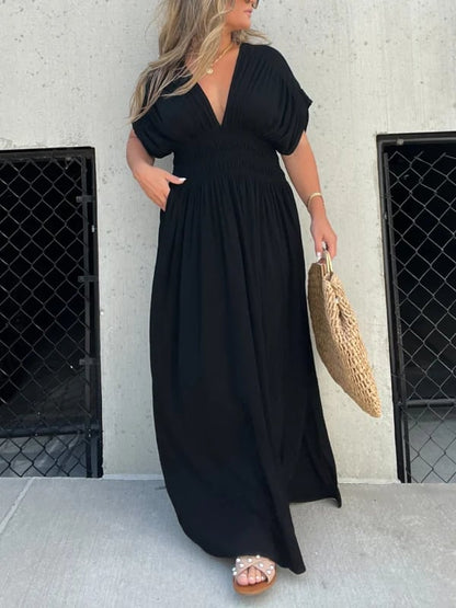 Sleek V-Neck Dress | Casual, Lightweight Cotton Blend Summer Dress 8