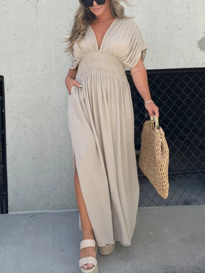 Sleek V-Neck Dress | Casual, Lightweight Cotton Blend Summer Dress 9