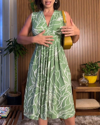 Sleek V-Neck Dress | Waist-Cinching, Sleeveless 5