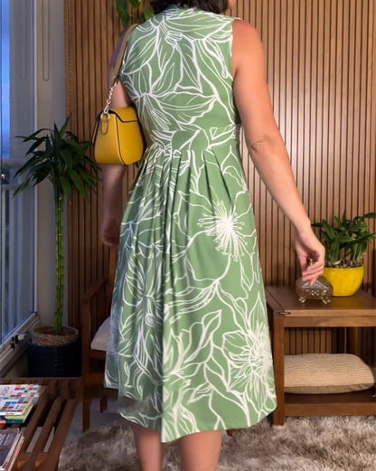 Sleek V-Neck Dress | Waist-Cinching, Sleeveless 7