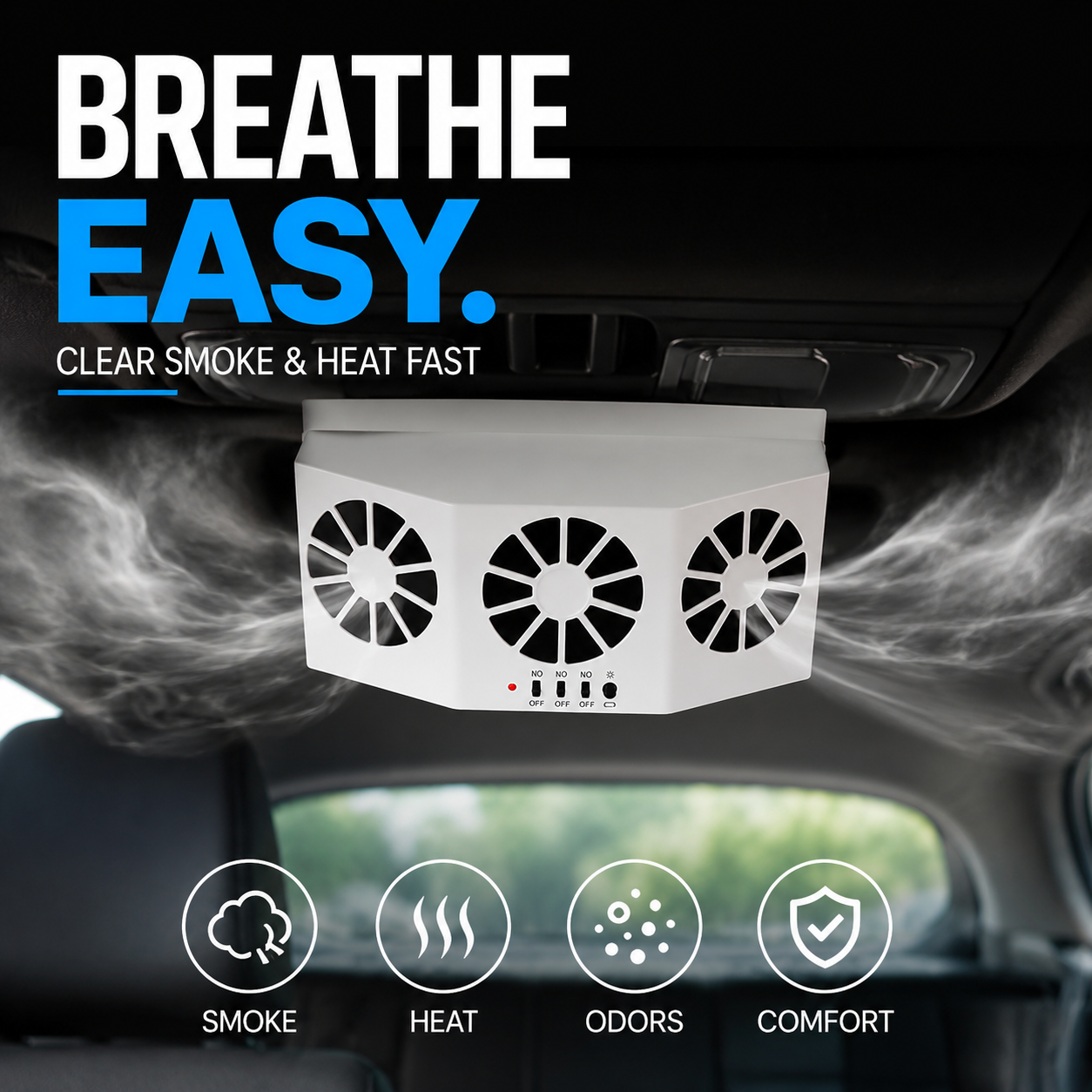 SolaCool Car Window Fan | Solar Powered, Enhanced Air Circulation 2
