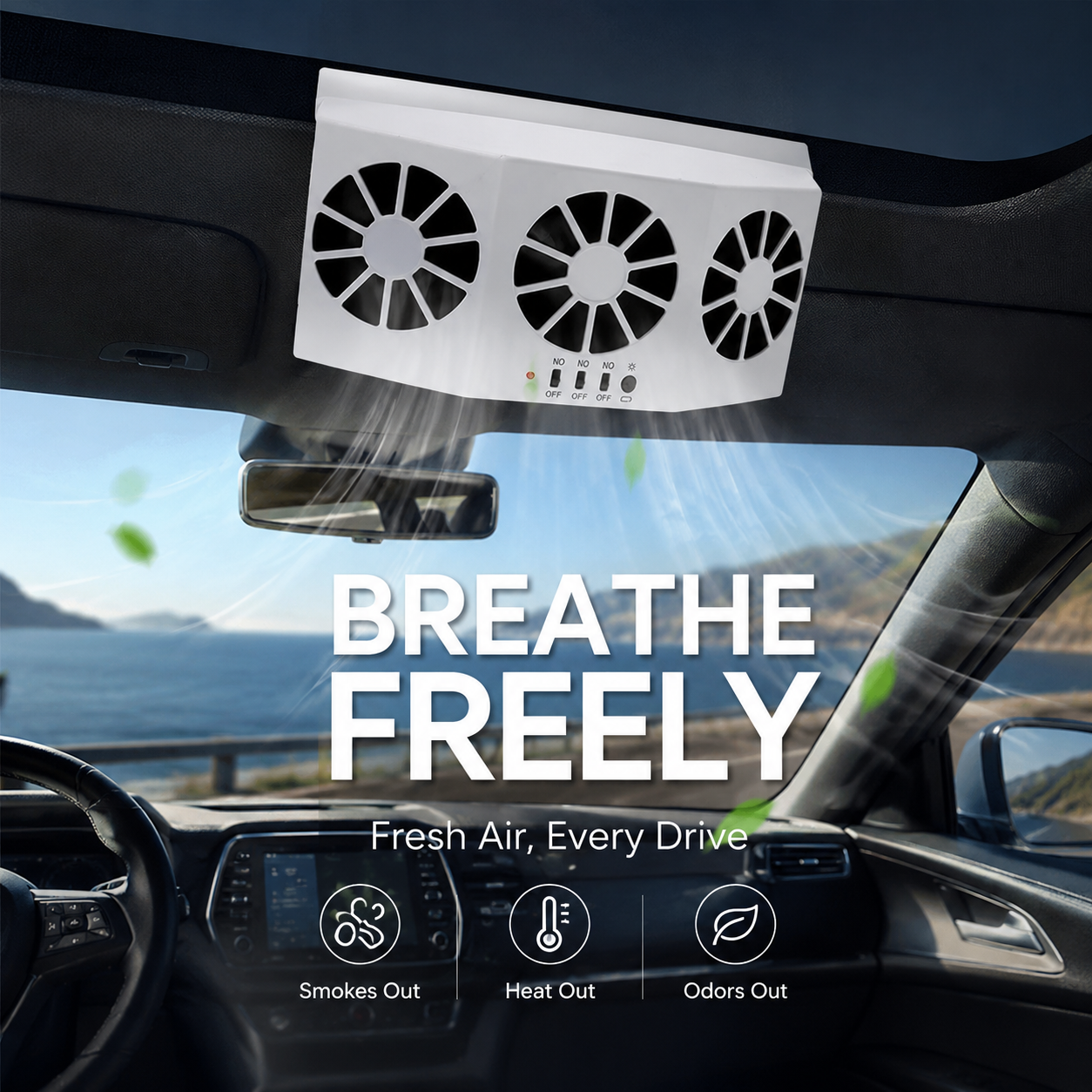 SolaCool Car Window Fan | Solar Powered, Enhanced Air Circulation 3