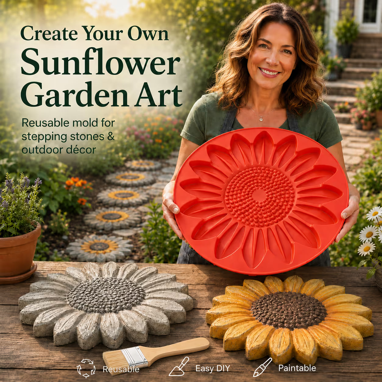 Sola Sunflower Mold | Reusable Garden Art for Custom Stepping Stones 10