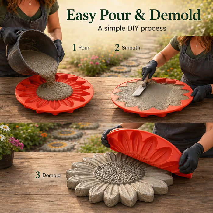 Sola Sunflower Mold | Reusable Garden Art for Custom Stepping Stones 3