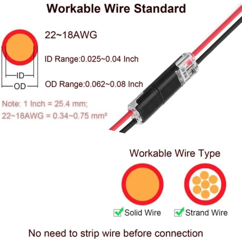 Sola Wire Connector | 2-Pin Solderless Electrical Wire Connectors for LED Strips 6