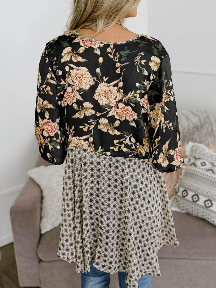 Soleil Floral Kimono | Lightweight Chiffon, Ruffle Sleeve Beach Cover-Up 2
