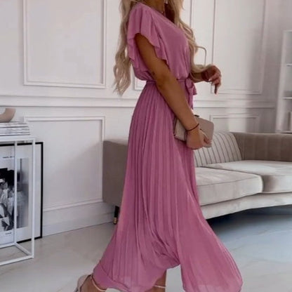 Soleil Pleated Dress | Flowy, V-Neck Design 7