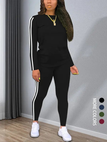 Sora Two Piece Set | Cozy Striped Long Sleeve Top & Pants 0