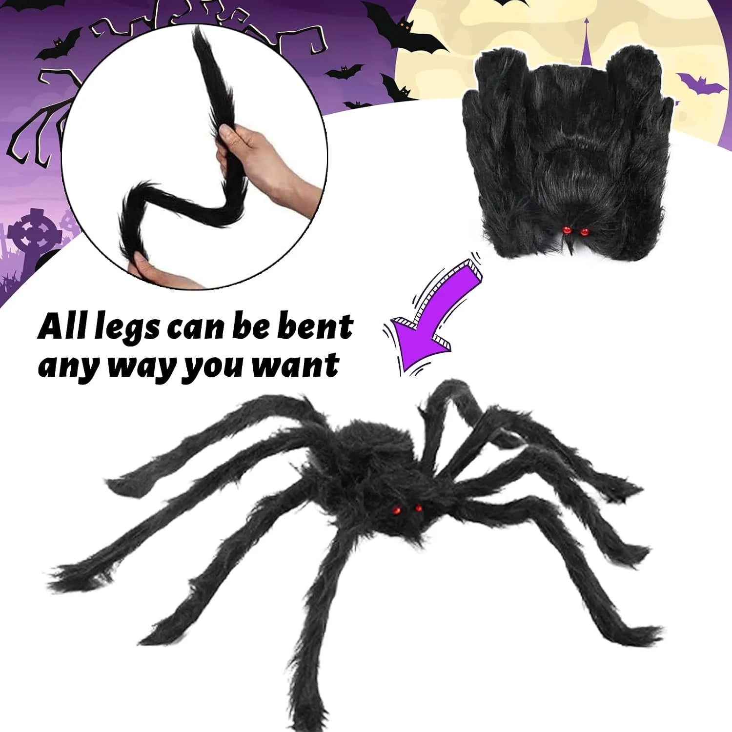 Spooktacular LED Spider Web Lights | 250 Orange & Purple Halloween Lights with Remote Control 6