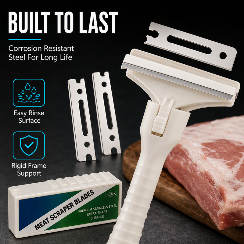Stryke Meat Scraper | Stainless Steel, T-Shaped Design, 2 Blade Widths 2