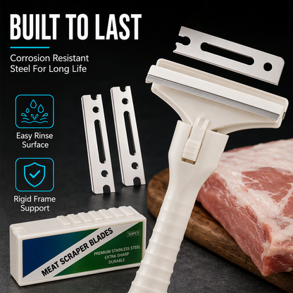 Stryke Meat Scraper | Stainless Steel, T-Shaped Design, 2 Blade Widths 2