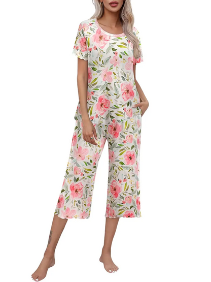 Sunny Capri Set | Printed Short Sleeve Pajama 0