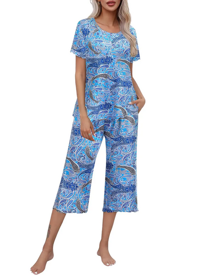 Sunny Capri Set | Printed Short Sleeve Pajama 4