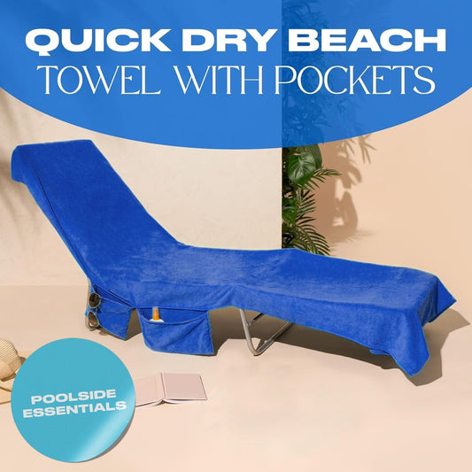 Sunny Lounger Towel | Quick-Dry, Portable with Pockets 0