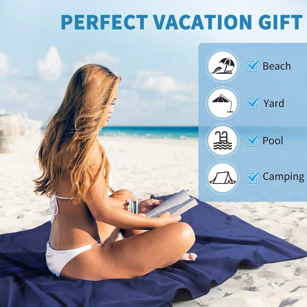 Sunny Lounger Towel | Quick-Dry, Portable with Pockets 5