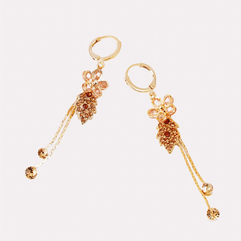 Syntheia Floral Tassel Earrings for Women | Purple Rhinestone Accents 8