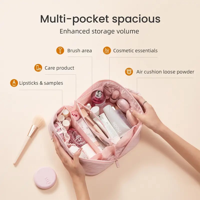 Tara Travel Makeup Bag | 180° Lay-Flat Design, Waterproof 3