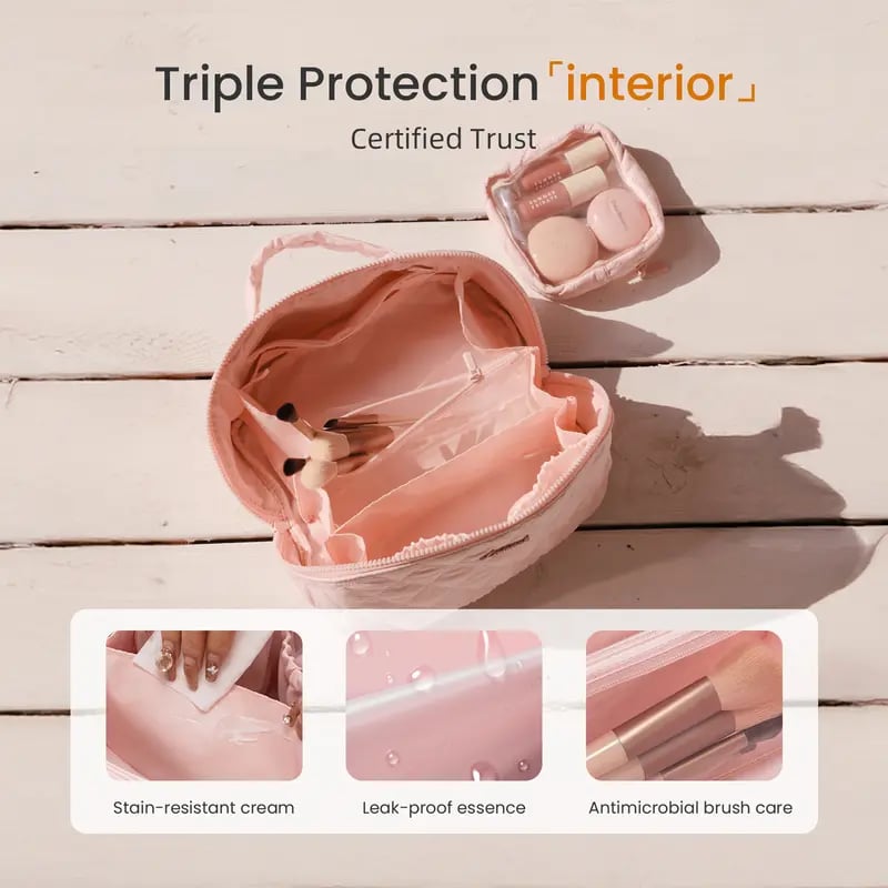 Tara Travel Makeup Bag | 180° Lay-Flat Design, Waterproof 5