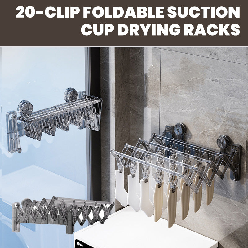 Tresco Wall Mounted Drying Rack | Foldable, 20 Clips, Suction Cup Mount 1