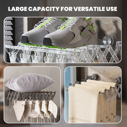 Tresco Wall Mounted Drying Rack | Foldable, 20 Clips, Suction Cup Mount 2