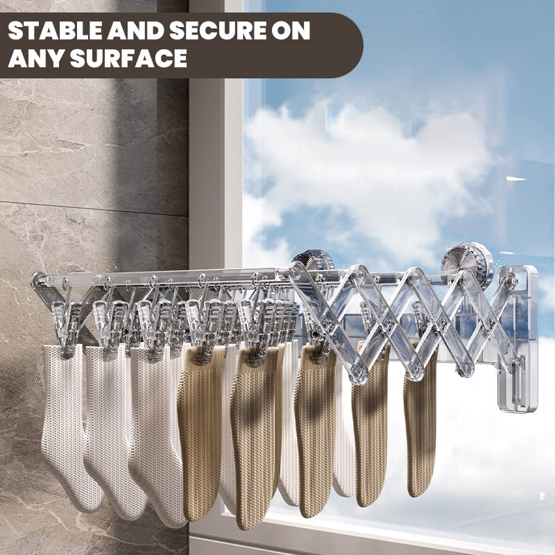 Tresco Wall Mounted Drying Rack | Foldable, 20 Clips, Suction Cup Mount 3