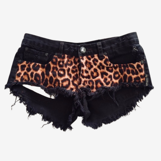 Leopard Denim Shorts