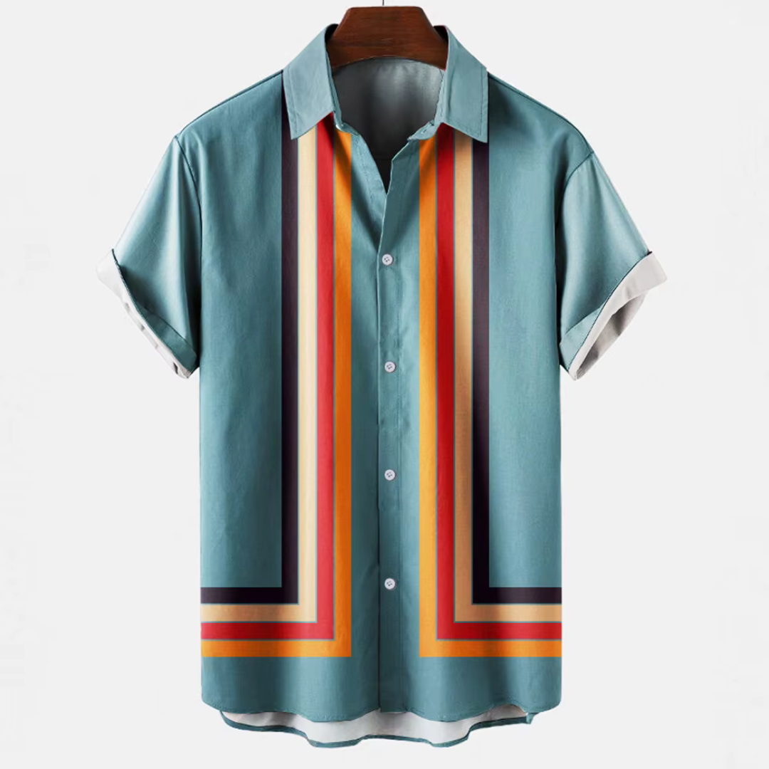 Halen — Breathable Linen Summer Shirt with Retro Vertical Stripes