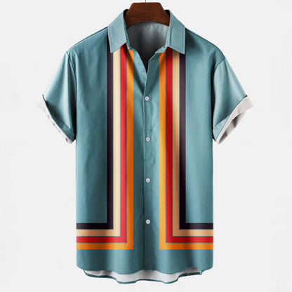Halen — Breathable Linen Summer Shirt with Retro Vertical Stripes