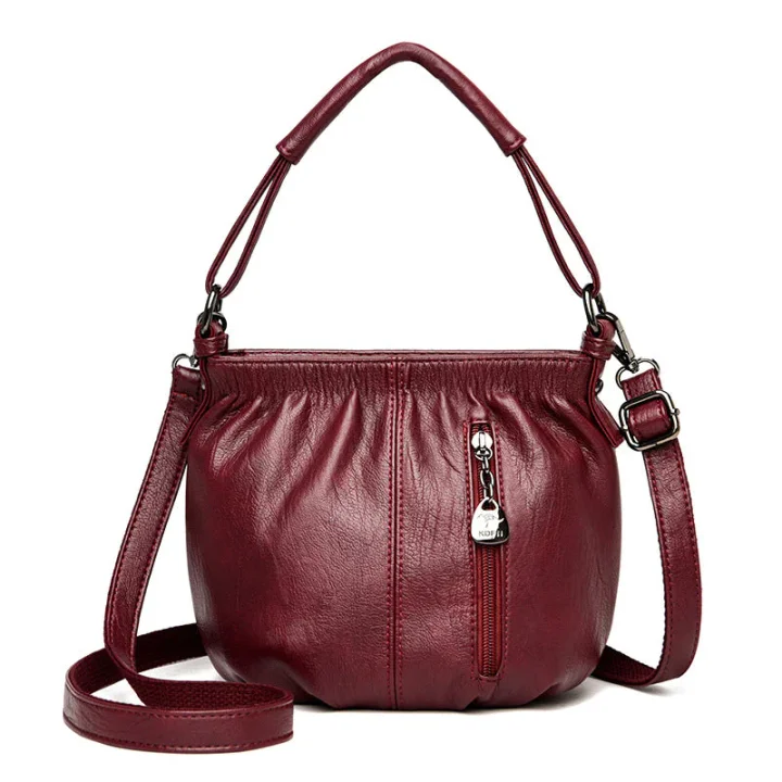 Vela Crossbody Taske | Blødt PU-læder, justerbar rem, tre lynlåslommer