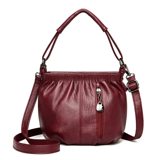 Vela Crossbody Bag | Soft PU Leather, Adjustable Strap, Three Zippered Compartments 0