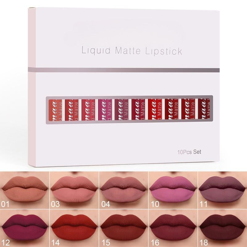 Vela Lipstick Set | 10 Iconic Matte Shades, Long-Lasting Nude Colors 4