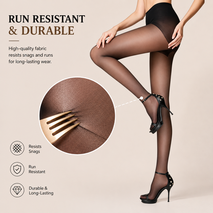 Vela Sheer Pantyhose | Control Top, Run-Resistant, Reinforced Toe 1