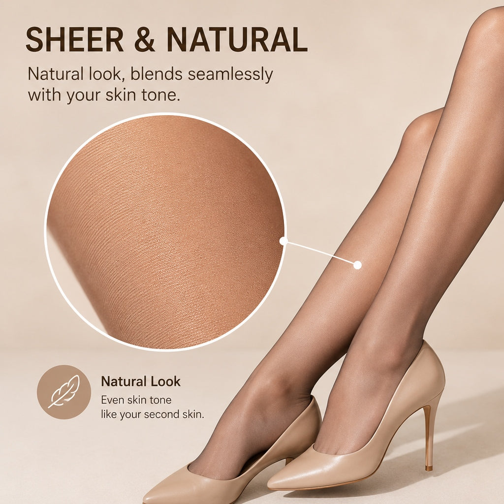 Vela Sheer Pantyhose | Control Top, Run-Resistant, Reinforced Toe 2