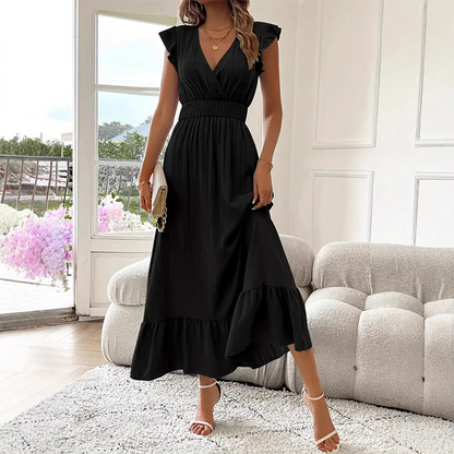 Vera Maxi Dress | Elegant Black Waist-Defining Design for Women 0