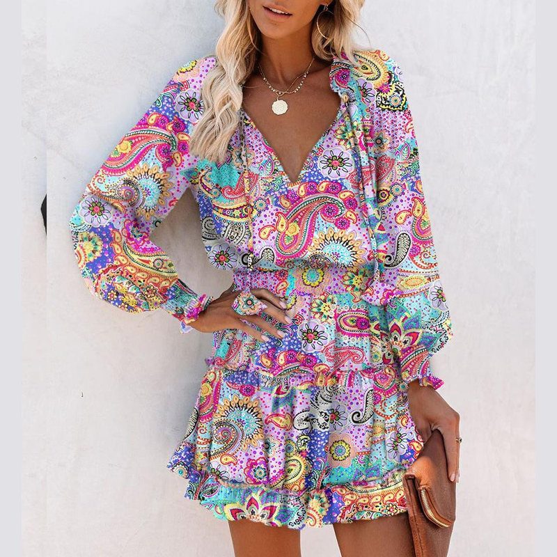 Vera Mini Dress | Flattering V-Neck, Ruffled Hem, Lightweight Polyester 1