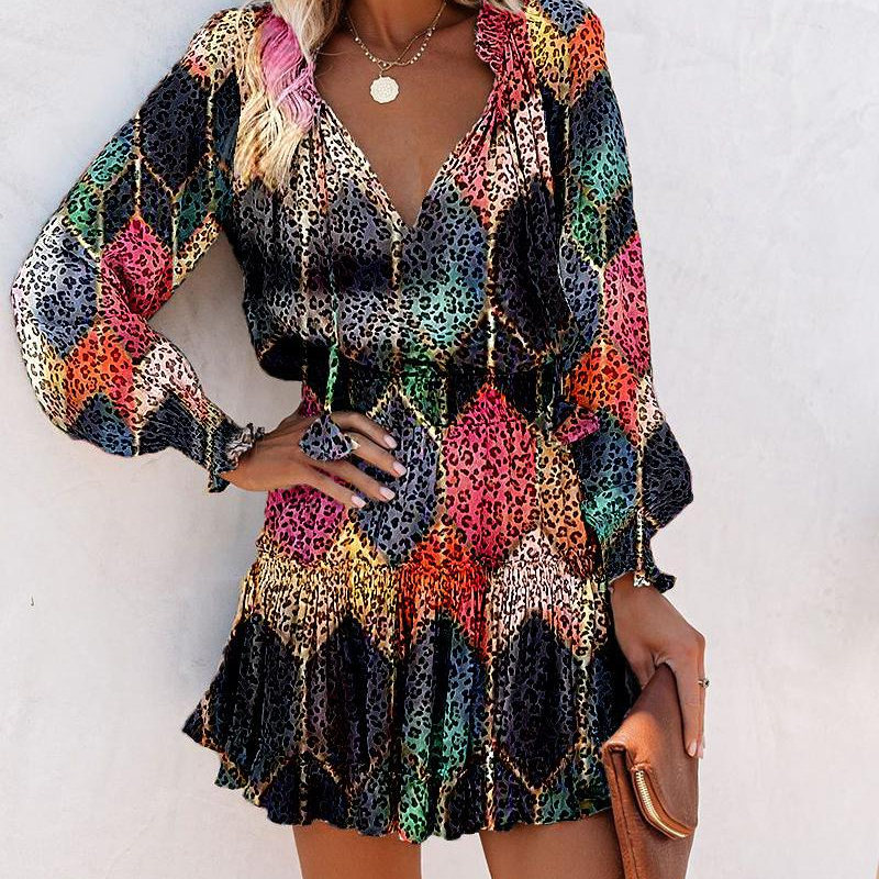 Vera Mini Dress | Flattering V-Neck, Ruffled Hem, Lightweight Polyester 2