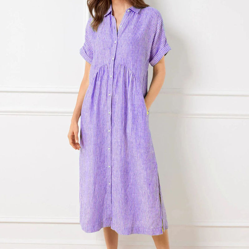 Vera Striped Dress | Women's V-Neck, Comfortable Fit, Plus Size Options 3