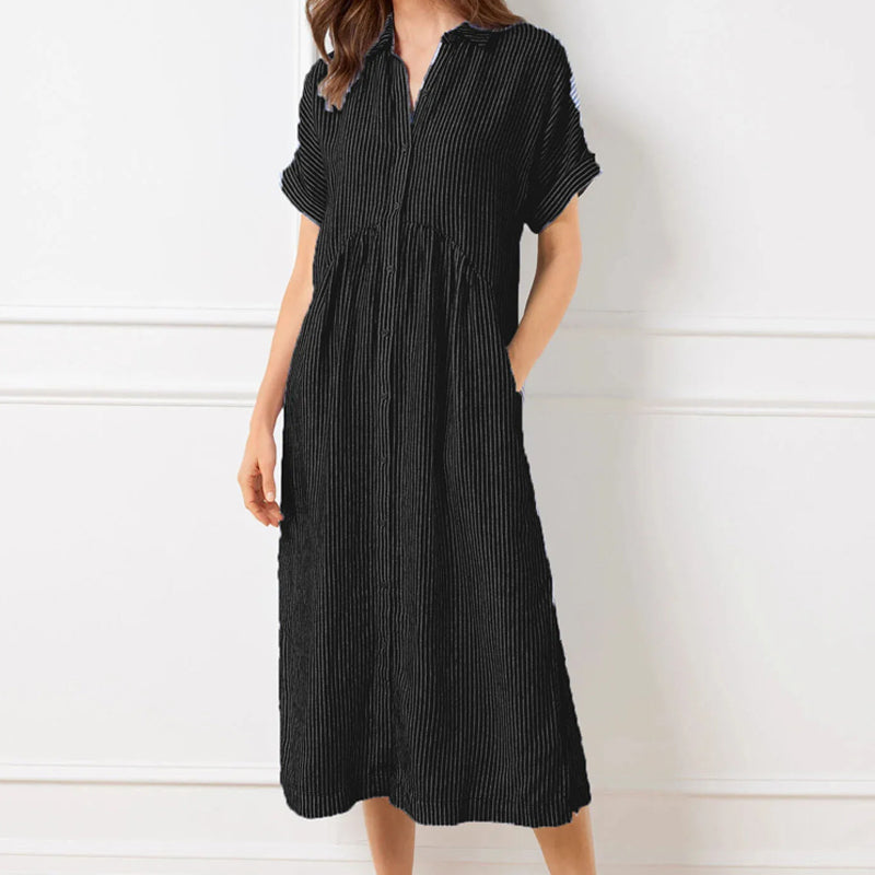 Vera Striped Dress | Women's V-Neck, Comfortable Fit, Plus Size Options 6