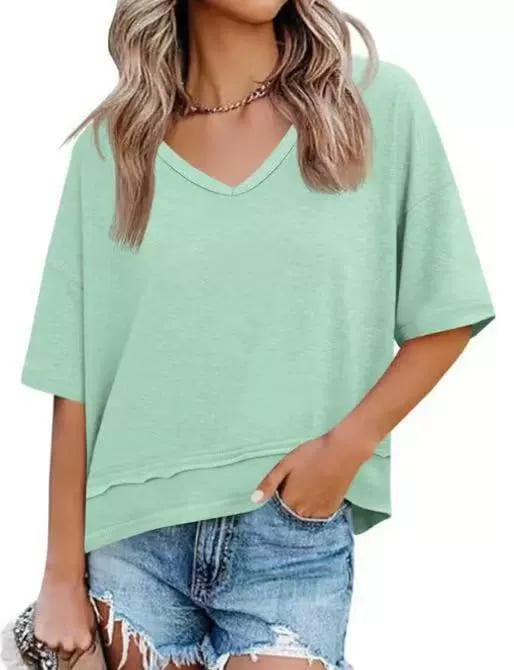 Vera Summer Tee | Flowy V-Neck, Lightweight 13