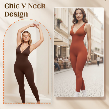 Vera V-Neck Jumpsuit | High-Stretch, Breathable Fabric 5