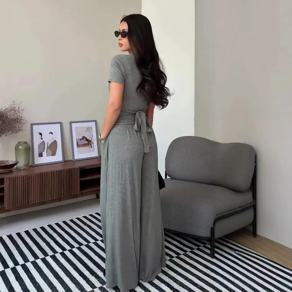 Vera Wrap Top & Wide-Leg Pants Set | Comfortable Cotton Blend 1