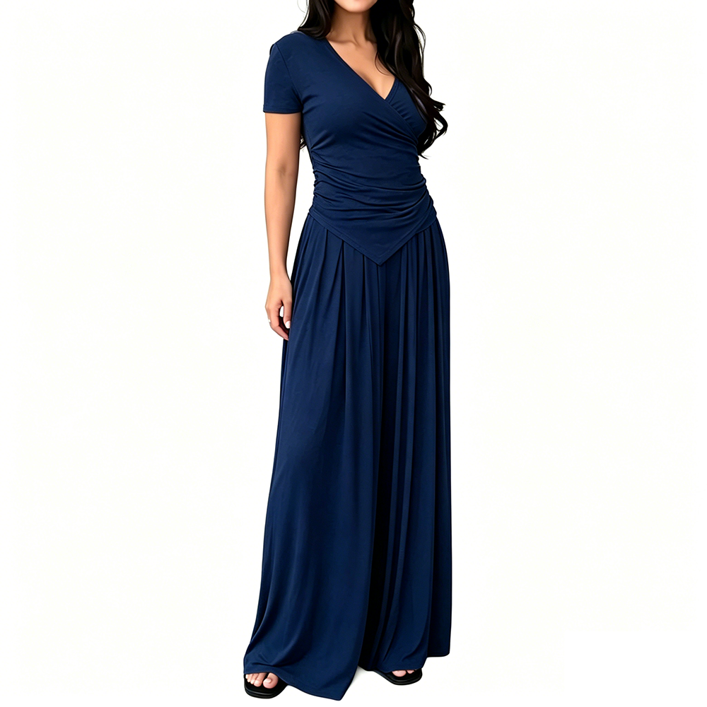 Vera Wrap Top & Wide-Leg Pants Set | Comfortable Cotton Blend 7