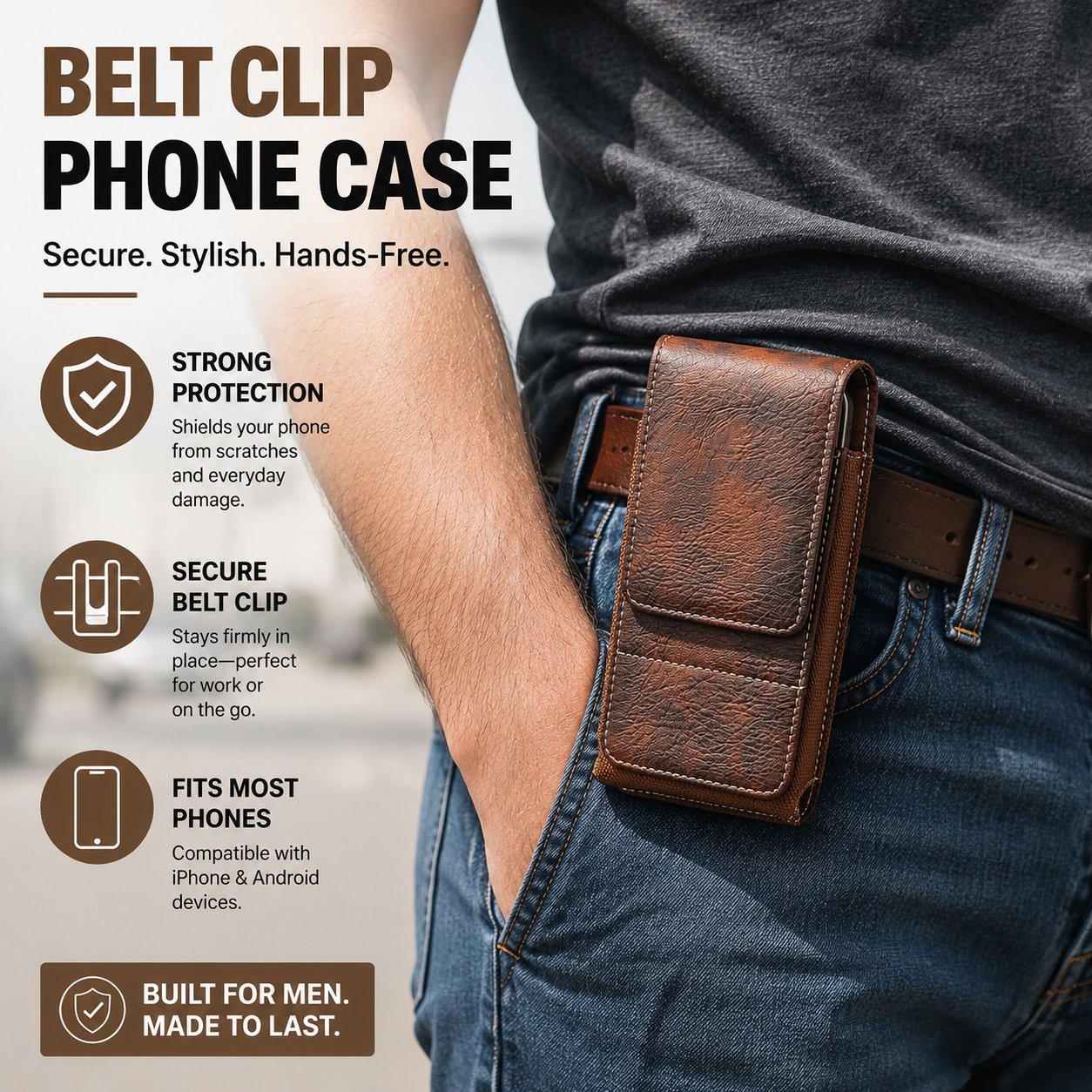 Vexo Phone Pouch | Multi-Pocket Leather Holster with Magnetic Closure 0