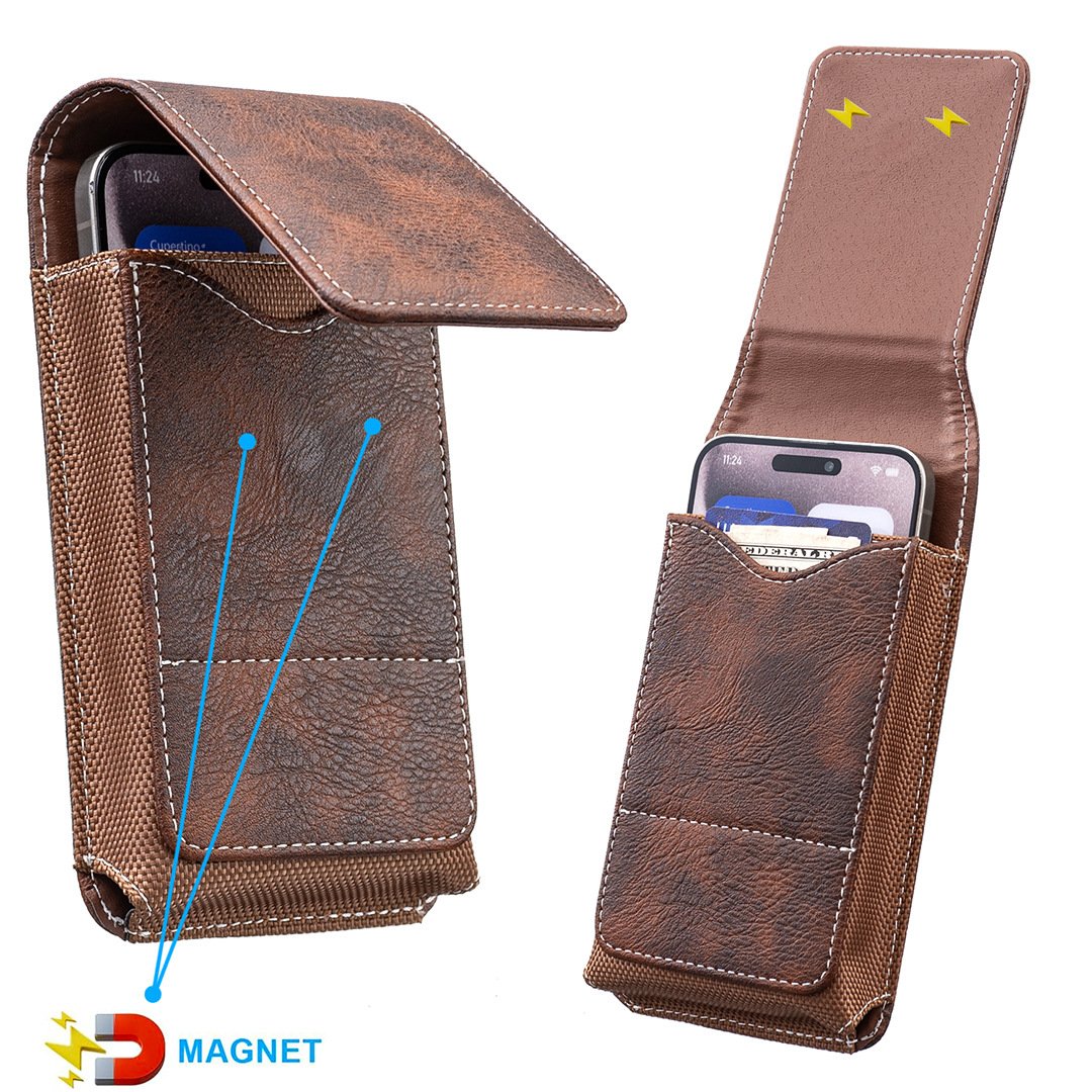 Vexo Phone Pouch | Multi-Pocket Leather Holster with Magnetic Closure 4