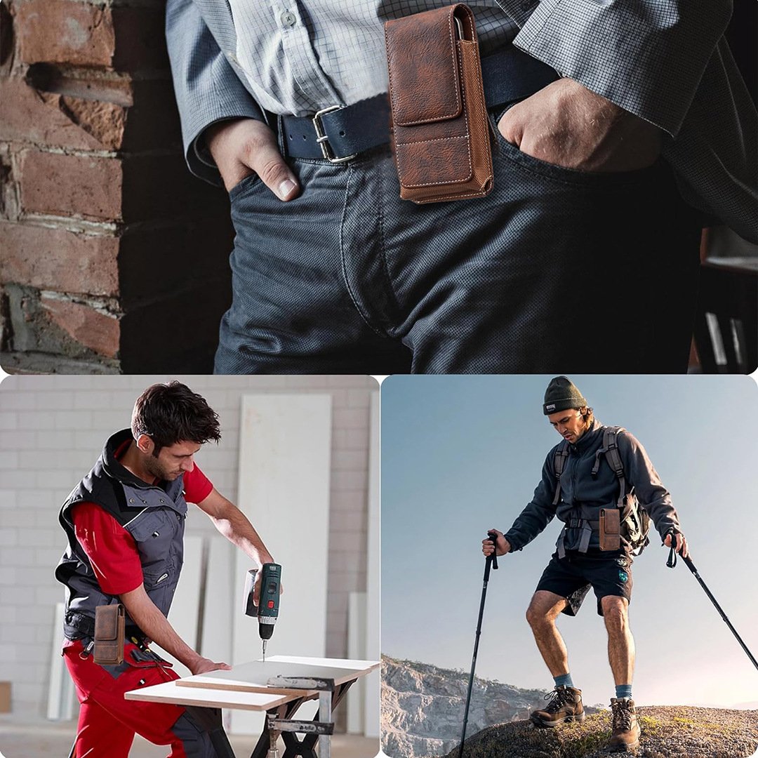 Vexo Phone Pouch | Multi-Pocket Leather Holster with Magnetic Closure 8