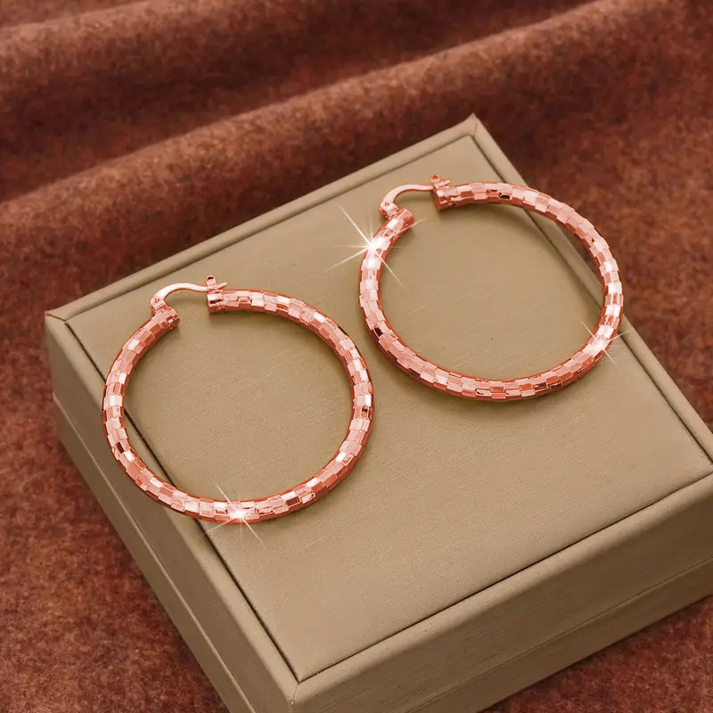 Viora Gold Hoop Earrings | Textured Minimalist Round Design, Secure Snap Closure 10