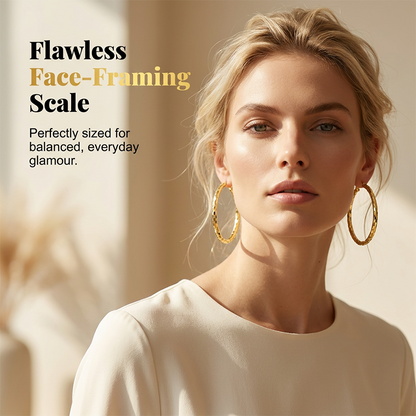 Viora Gold Hoop Earrings | Textured Minimalist Round Design, Secure Snap Closure 6