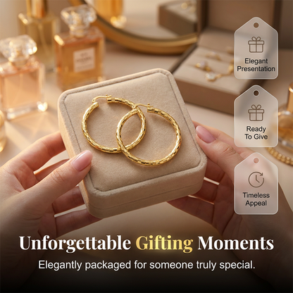 Viora Gold Hoop Earrings | Textured Minimalist Round Design, Secure Snap Closure 8