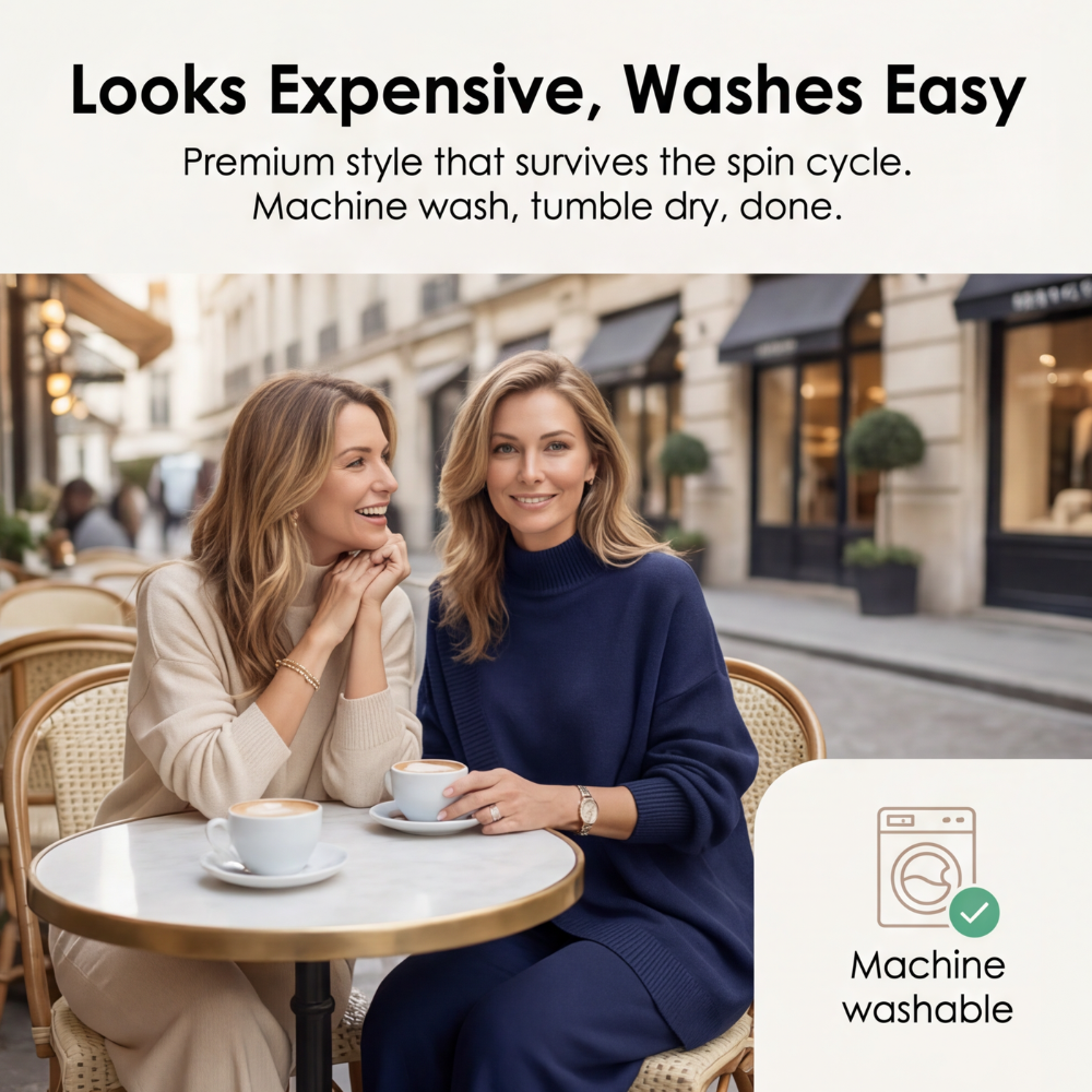 Viva Asymmetric Knit Set | Soft Polyester, Wide Leg Pants 7